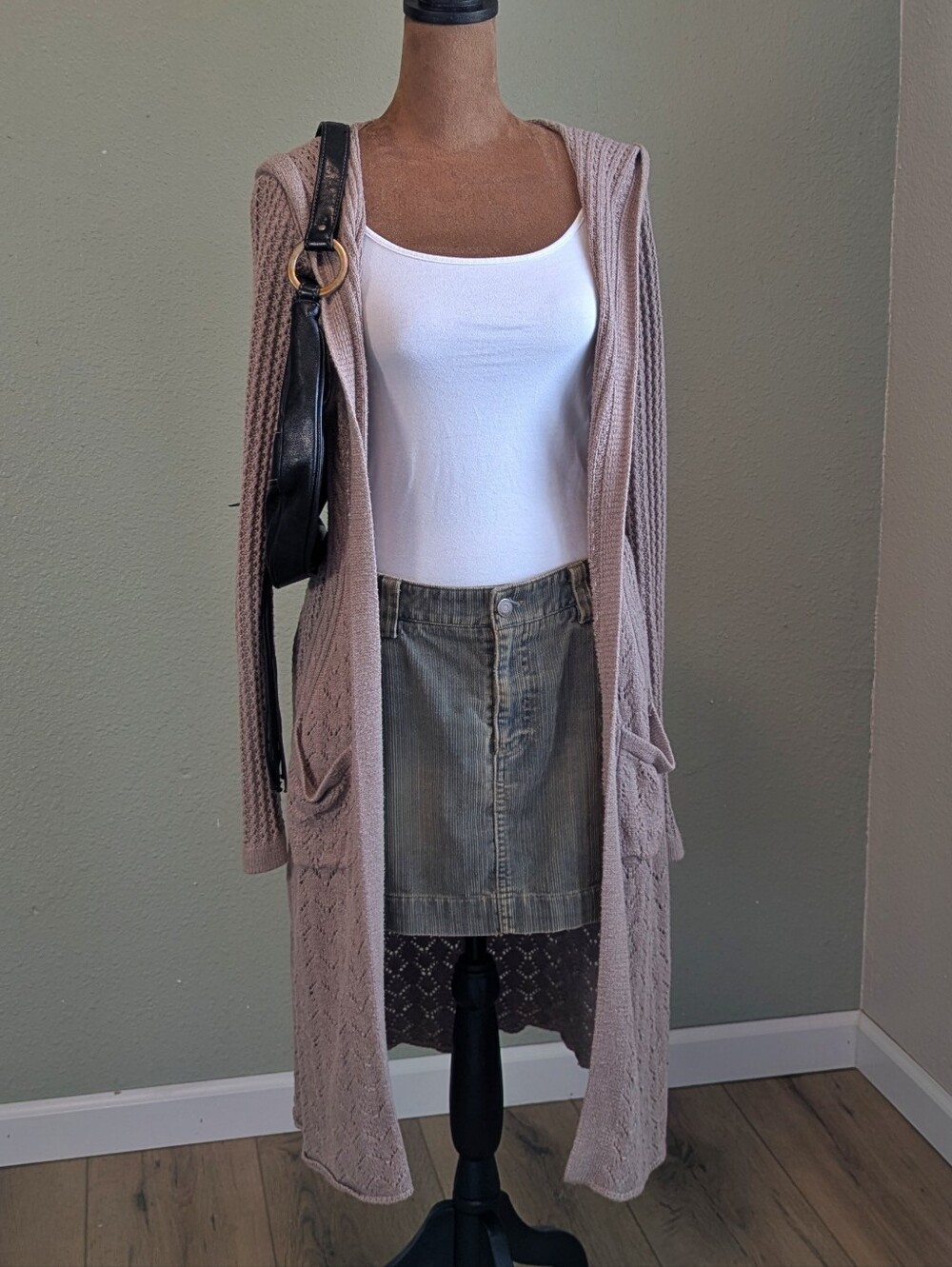 Belldini Open Knit Sweater in Light Taupe